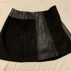 Zara Black Leather/Suede Skirt